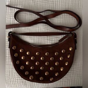 Madewell Brown Studded Leather Shoulder Bag
